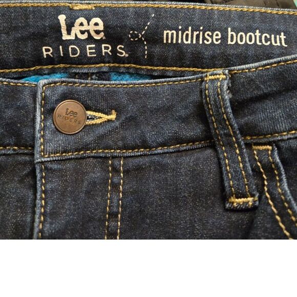 Lee Riders Midrise Bootcut Flannel Lined Dark Wash Jeans Women's Size 14M - Picture 3 of 5